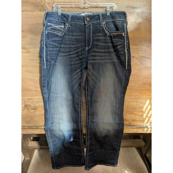 Ariat Entwined Bootcut Jeans Womens 33R Blue Denim Casual Mid Rise Straight NWT - Picture 1 of 4